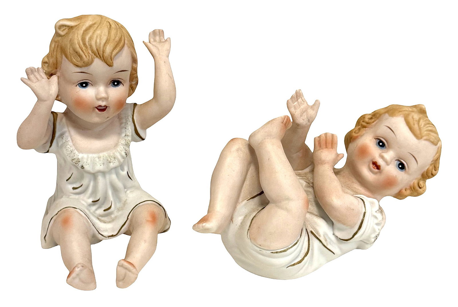 Vintage KPM-Style Bisque Porcelain Baby Piano Figurine, Made in Taiwan (1 of 4)