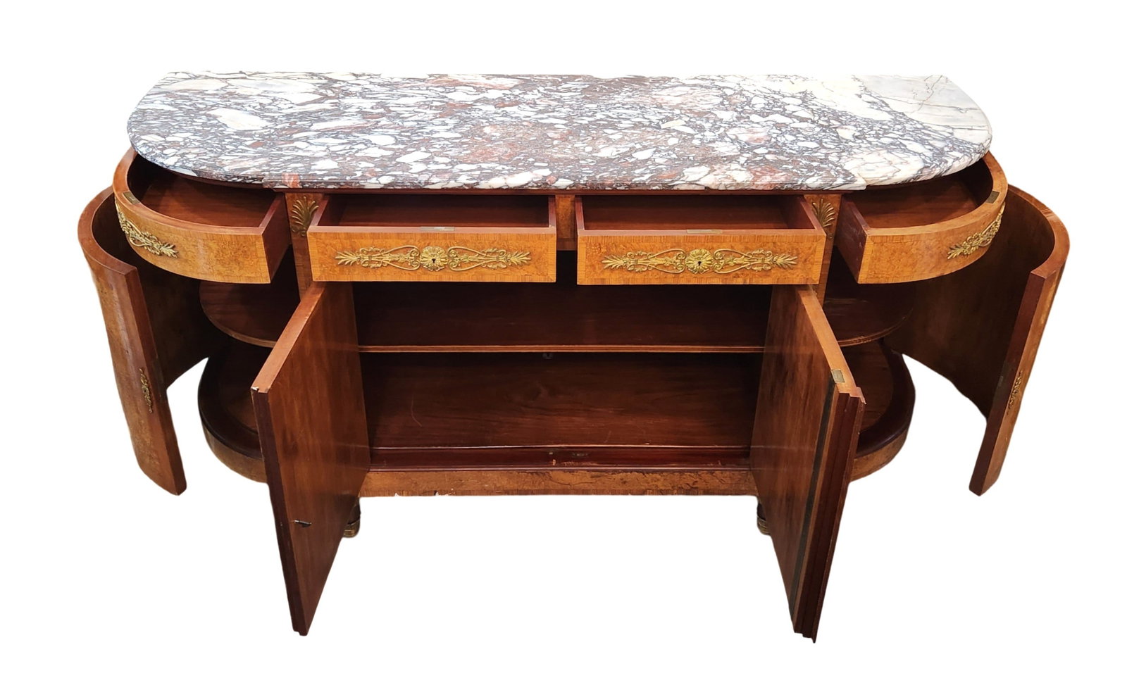 A French Gilt Bronze and Jasperware Mounted Burlwood Dining Suite - 14
