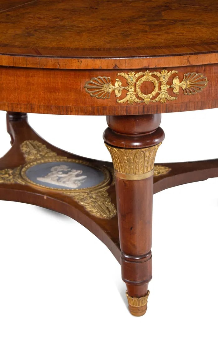 A French Gilt Bronze and Jasperware Mounted Burlwood Dining Suite - 4