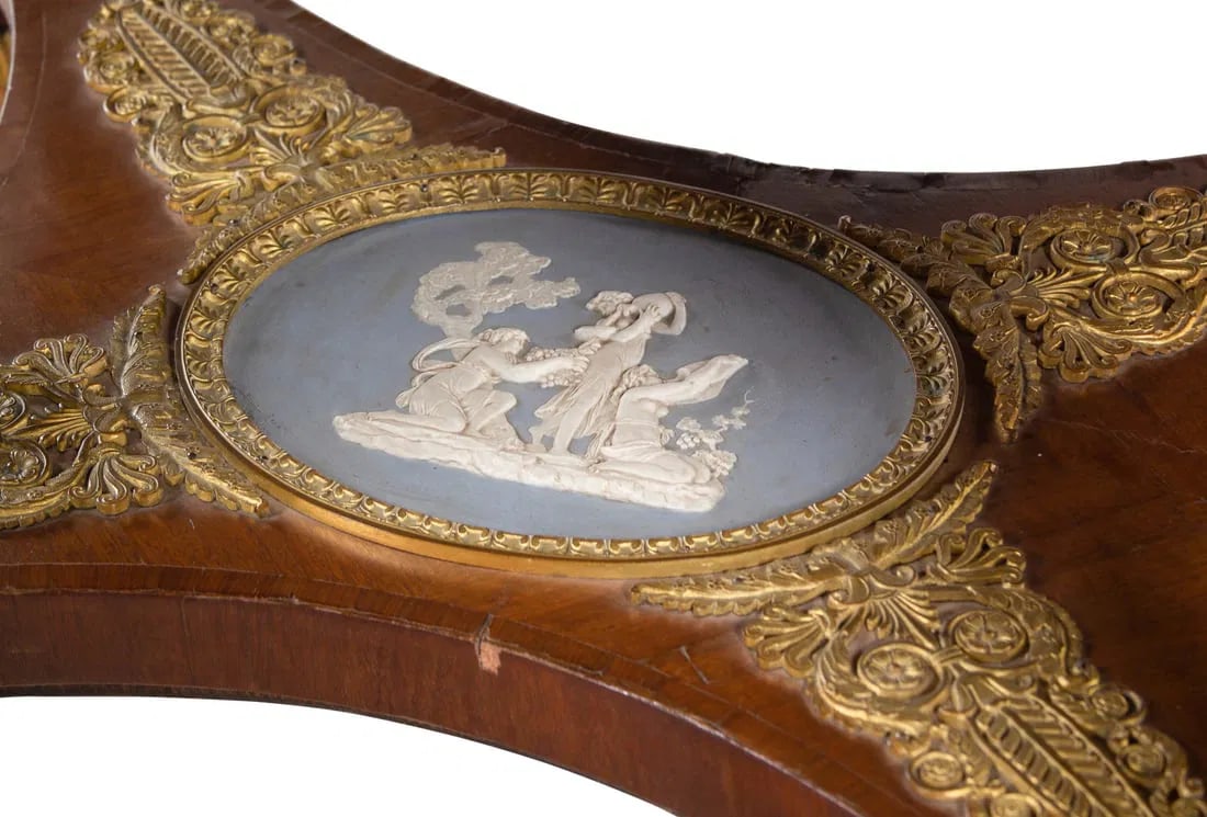 A French Gilt Bronze and Jasperware Mounted Burlwood Dining Suite - 5