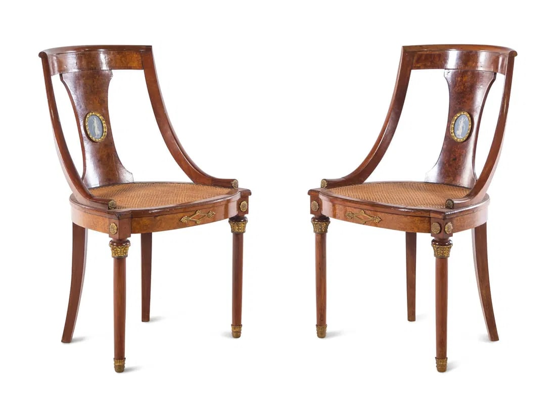 A French Gilt Bronze and Jasperware Mounted Burlwood Dining Suite - 7