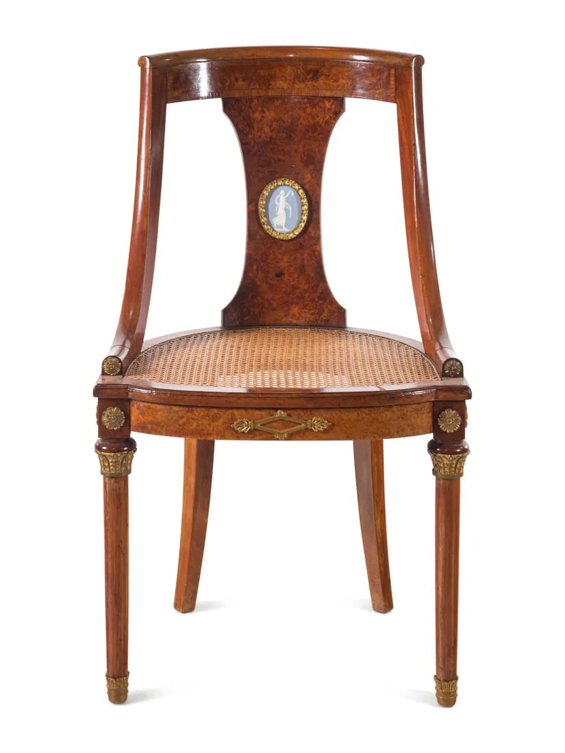 A French Gilt Bronze and Jasperware Mounted Burlwood Dining Suite - 8
