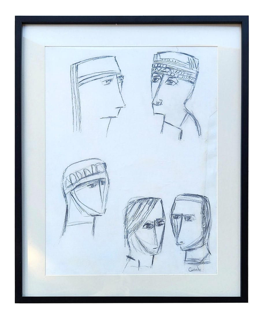 Cundo Bermudez (1914 - 2008) Cuban: Cundo Bermudez (1914 - 2008) Cuban Pencil on Paper Measure 25 1/2"in H x 19"in W and 32 1/4"in H x 25 3/4"in W x 1 1/2"in D framed Biography: Cundo was born in September, 1914. He began High School wh