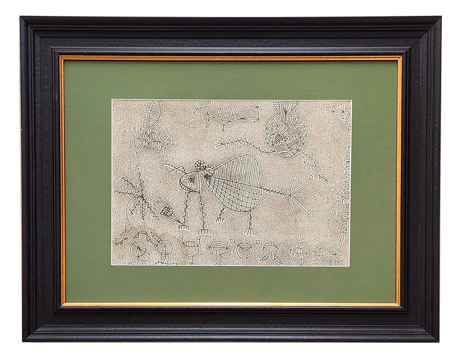 Victor Brauner (1903 - 1966) Romania: Victor Brauner (1903 - 1966) Romania Mixed Media on Paper Measure 12 1/2"in H x 17 1/2"in W and 24 1/2"in H x 30 1/2'in W x 1 3/4"in D framed Known for: Surrealist painting. Biography: Victor Brauner 