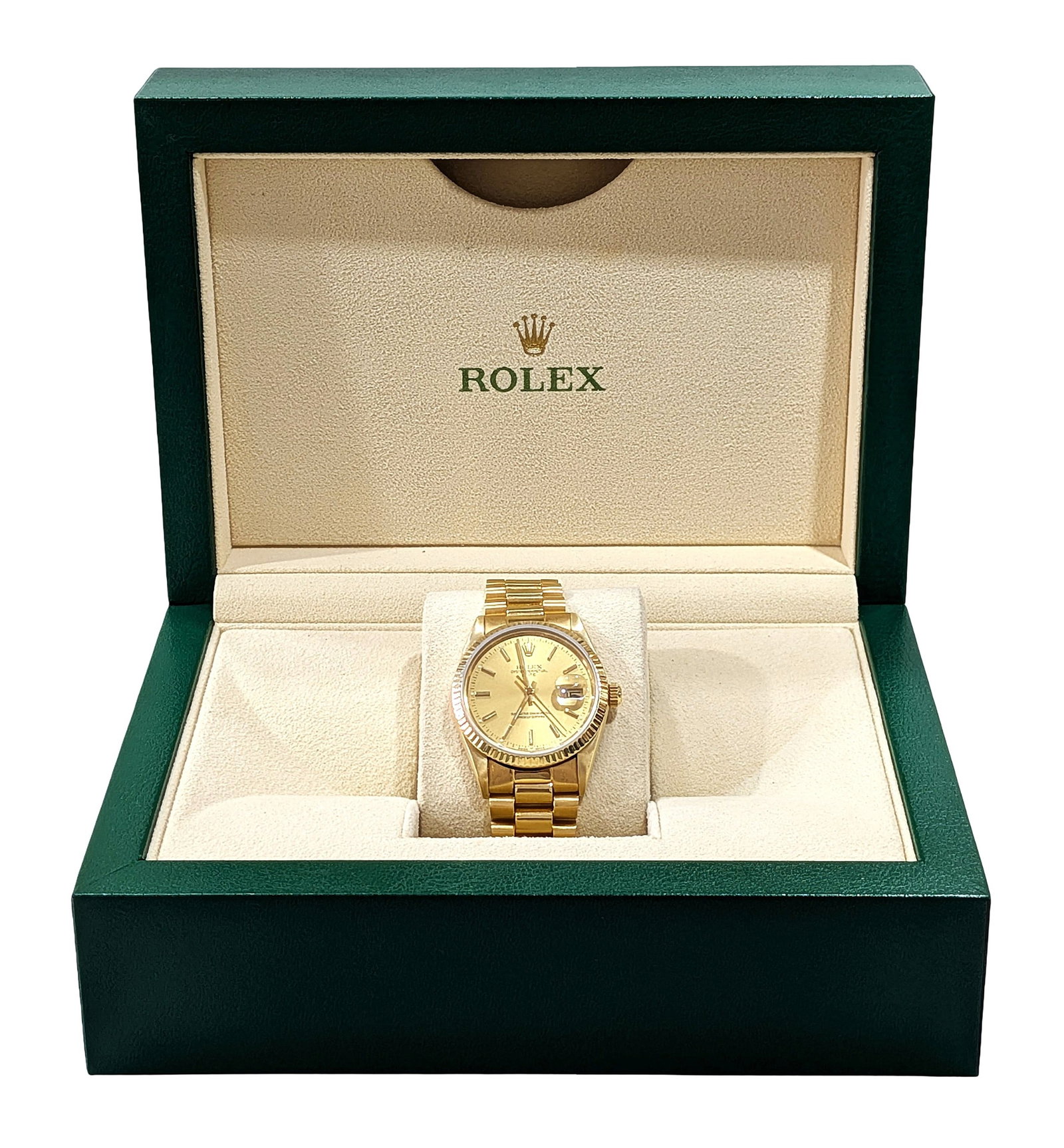 Rolex Oyster Perpetual Date 34mm 14K Yellow Gold Automatic Wristwatch (1 of 8)