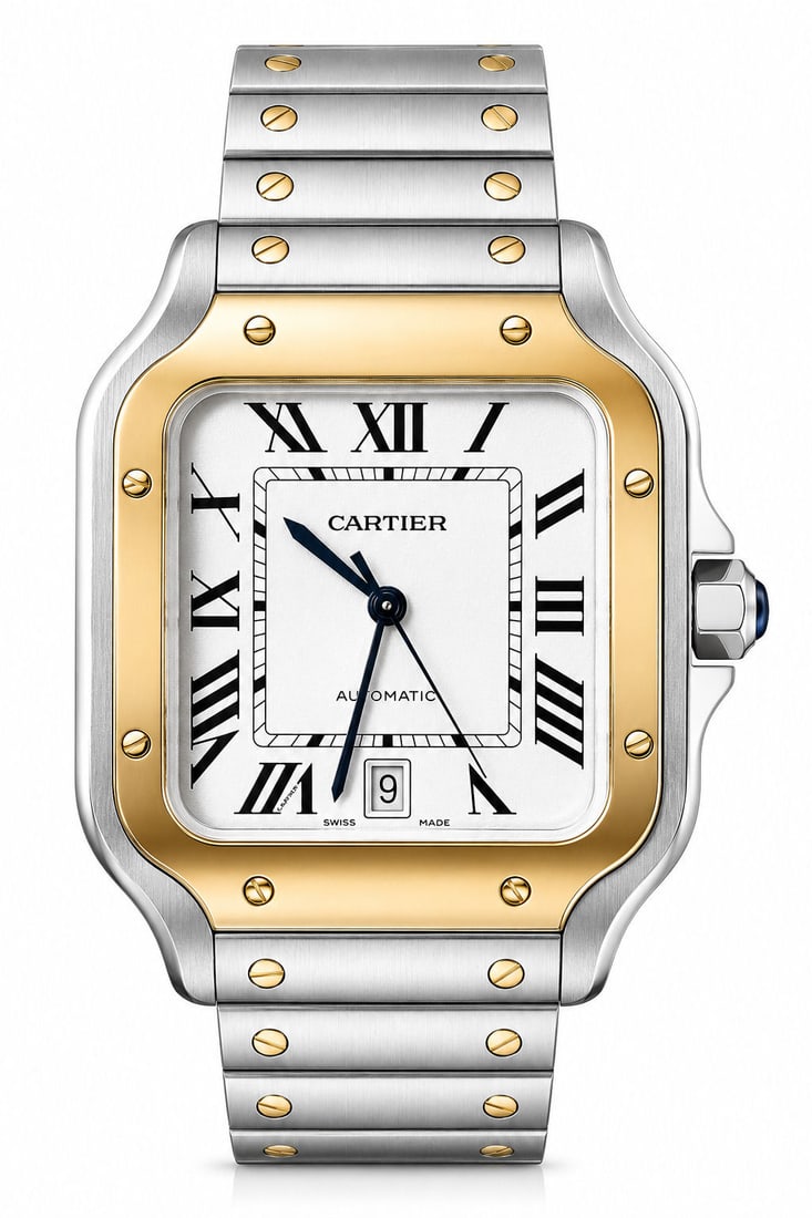 Cartier Santos Large Automatic Watch ? 18K Yellow Gold & Stainless Steel (1 of 5)