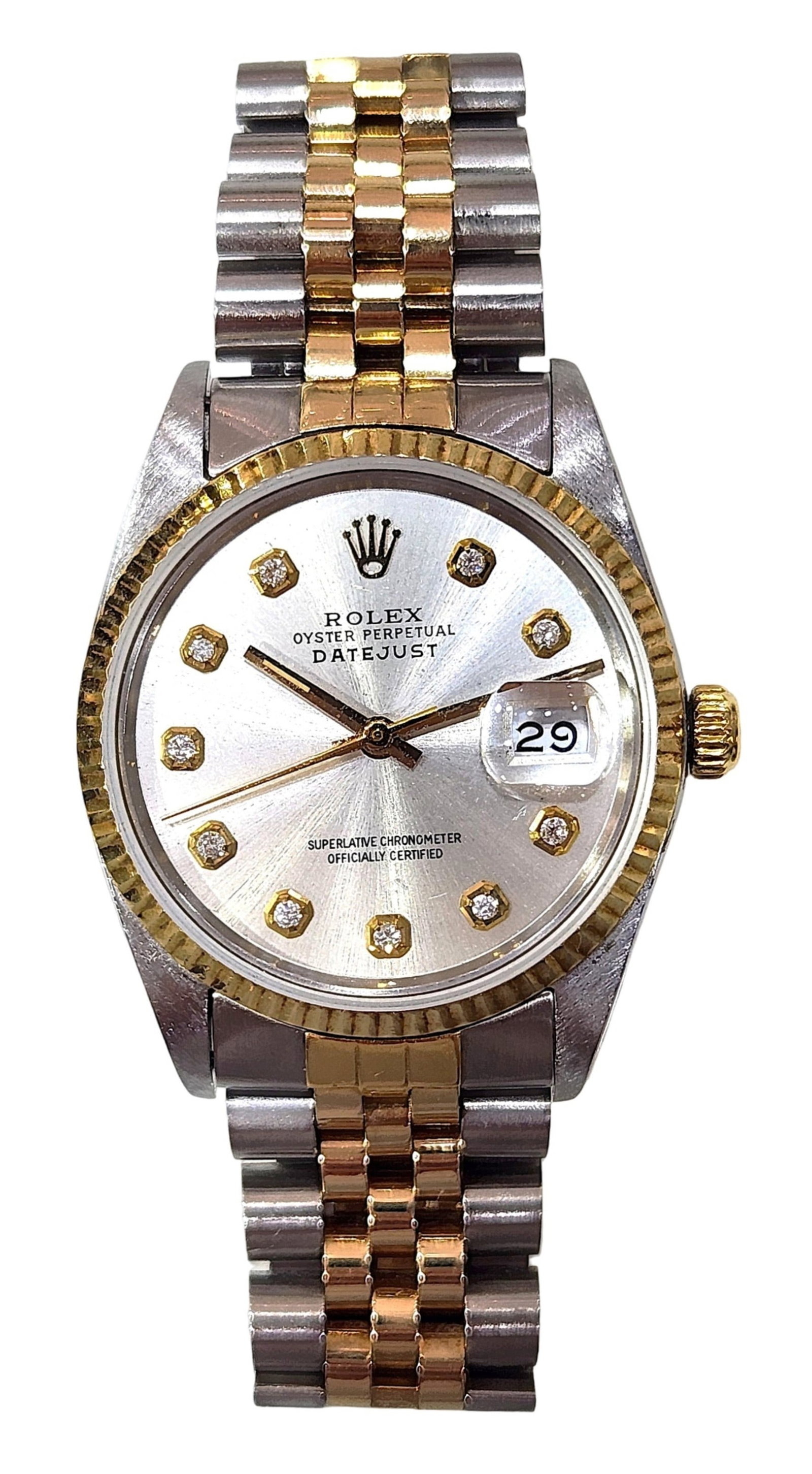 Rolex Oyster Perpetual Datejust 36mm Two-Tone Diamond Dial Wristwatch (1 of 5)