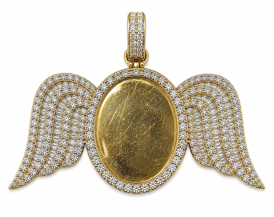 10KT Yellow Gold Diamond Angel Wings Pendant ? 2.50CT (1 of 3)