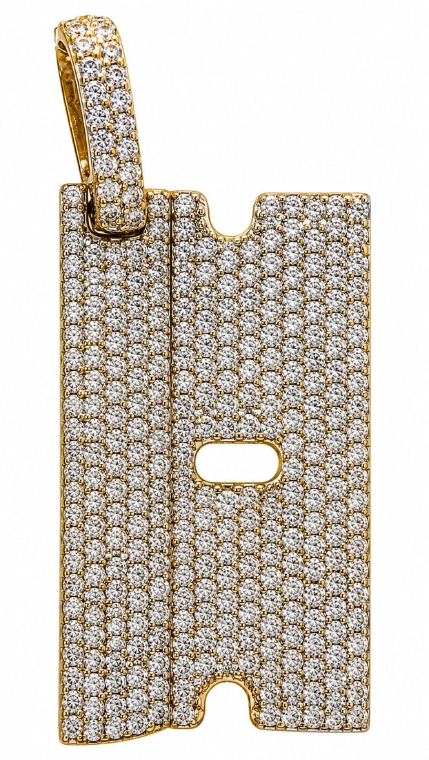 14KT Yellow Gold Diamond Razor Blade Pendant ? 3.36CT (1 of 3)