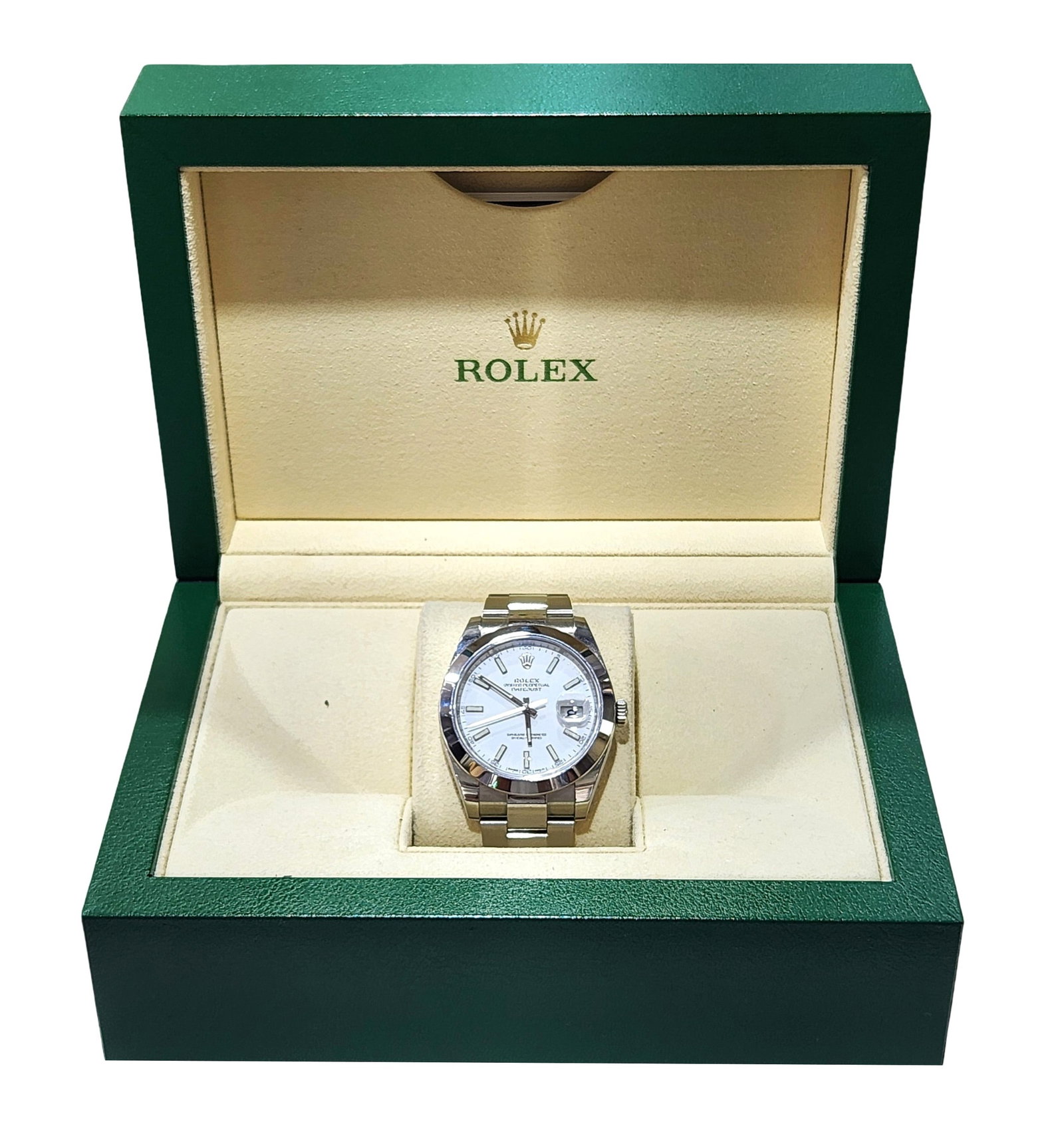 Rolex Oyster Perpetual Datejust 41mm Stainless Steel Wristwatch: Brand: Rolex Model: Datejust 41 Reference: 126300 Case Size: 41mm Movement: Rolex caliber 3235 automatic self-winding movement Case Material: Oystersteel stainless steel Bezel: Smooth polished stainle