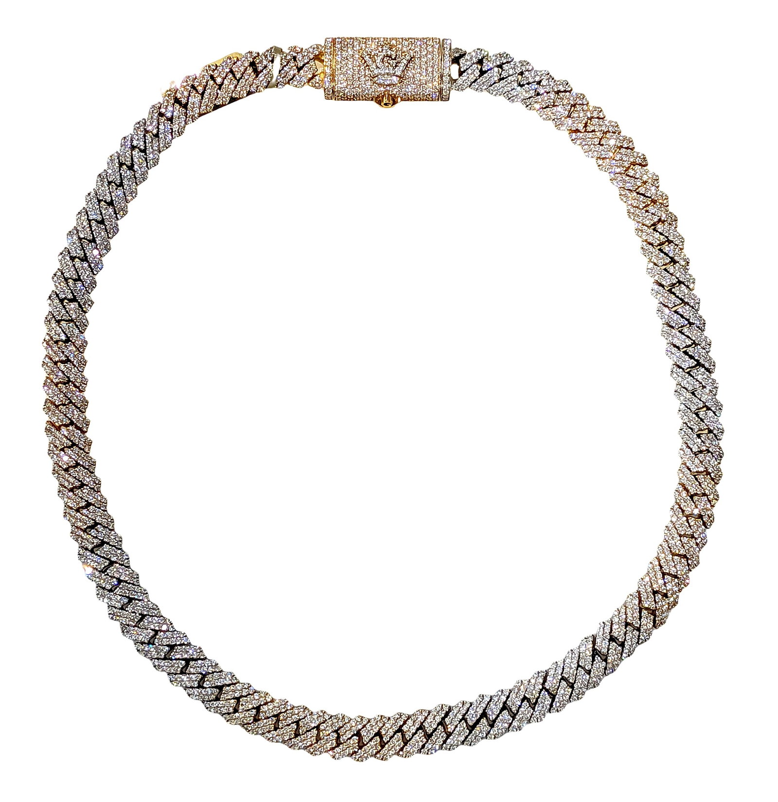 14KT Two-Tone Gold Diamond Cuban Link Bracelet with 10KT Lock (1 of 2)