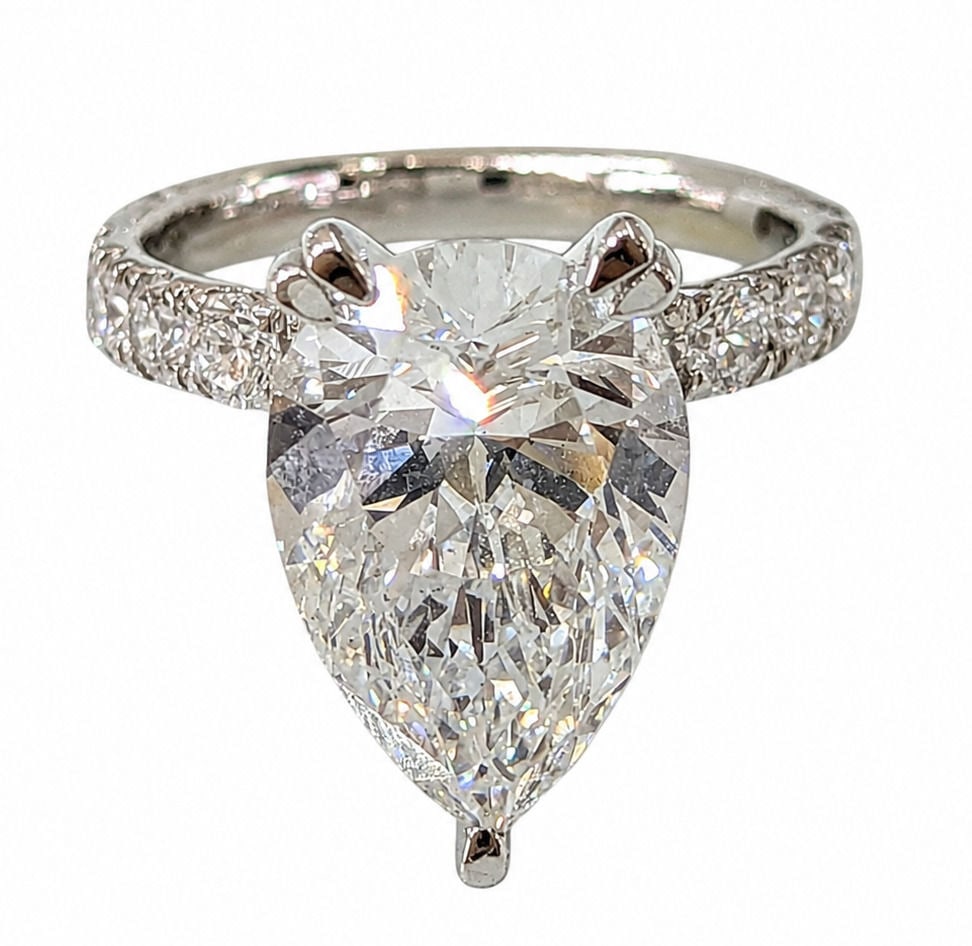 IGI Certified 5.00 Carat Pear Cut Laboratory Grown Diamond Ring in 14K White Gold (1 of 5)
