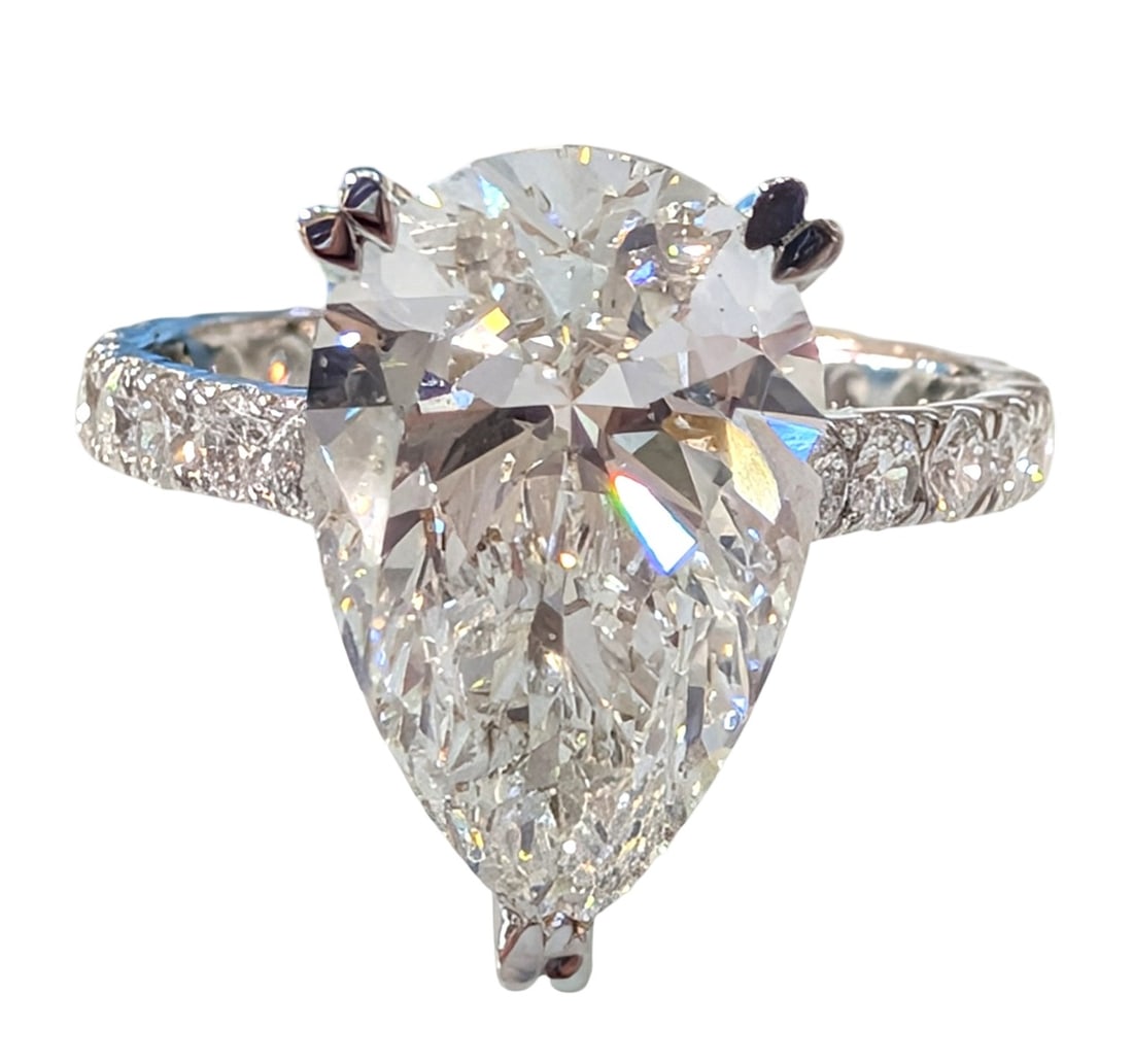 IGI Certified 5.04 Carat Pear Shape Laboratory Grown Diamond Ring in 14K White Gold (1 of 5)