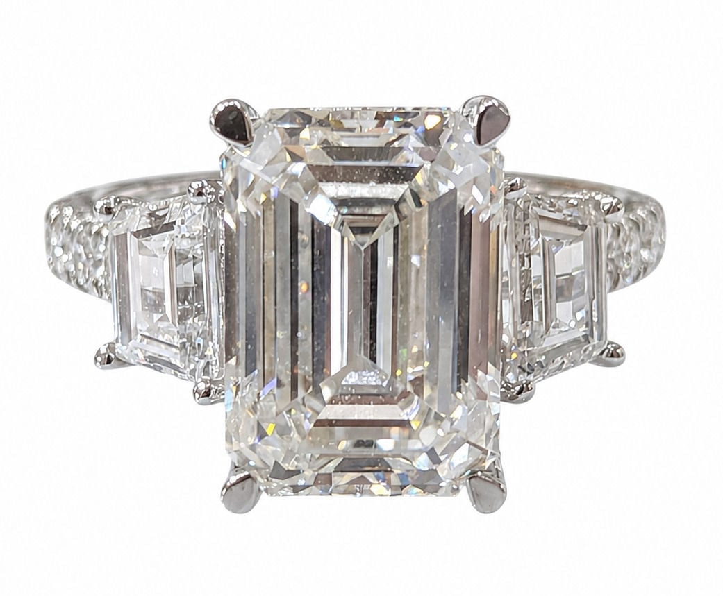 IGI Certified 5.10 CT Emerald Cut Laboratory Grown Diamond Ring in 14K White Gold (1 of 5)