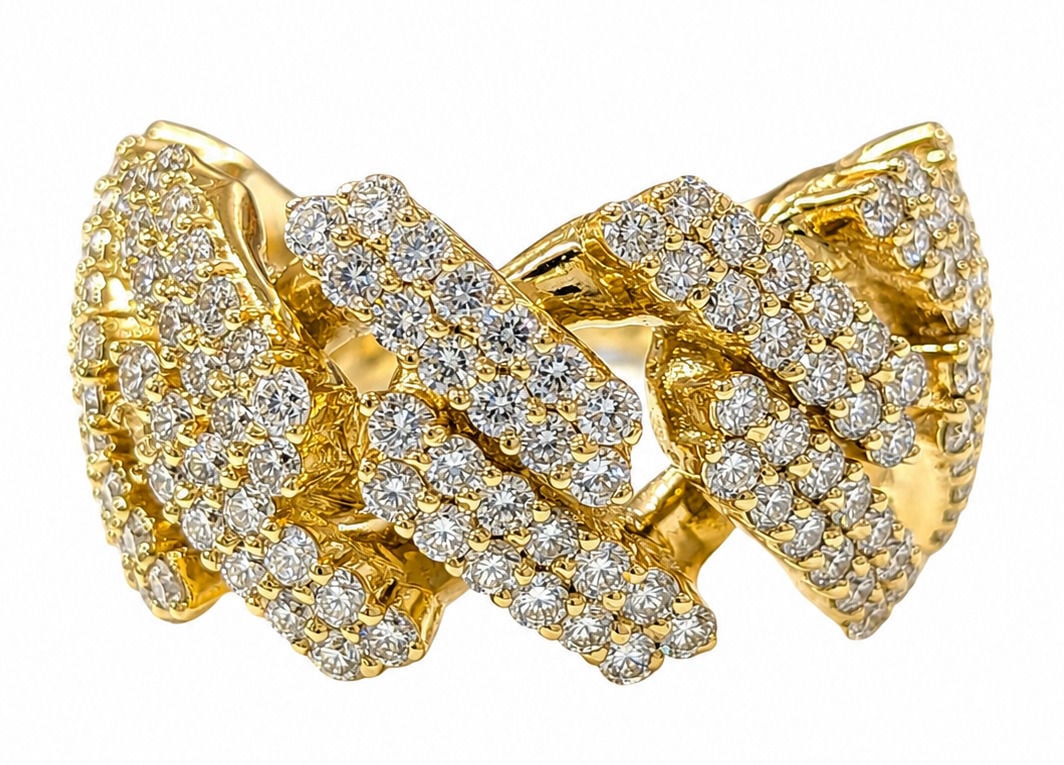 14K Yellow Gold 4.29 CTW Natural Diamond Swirl Statement Ring (1 of 4)