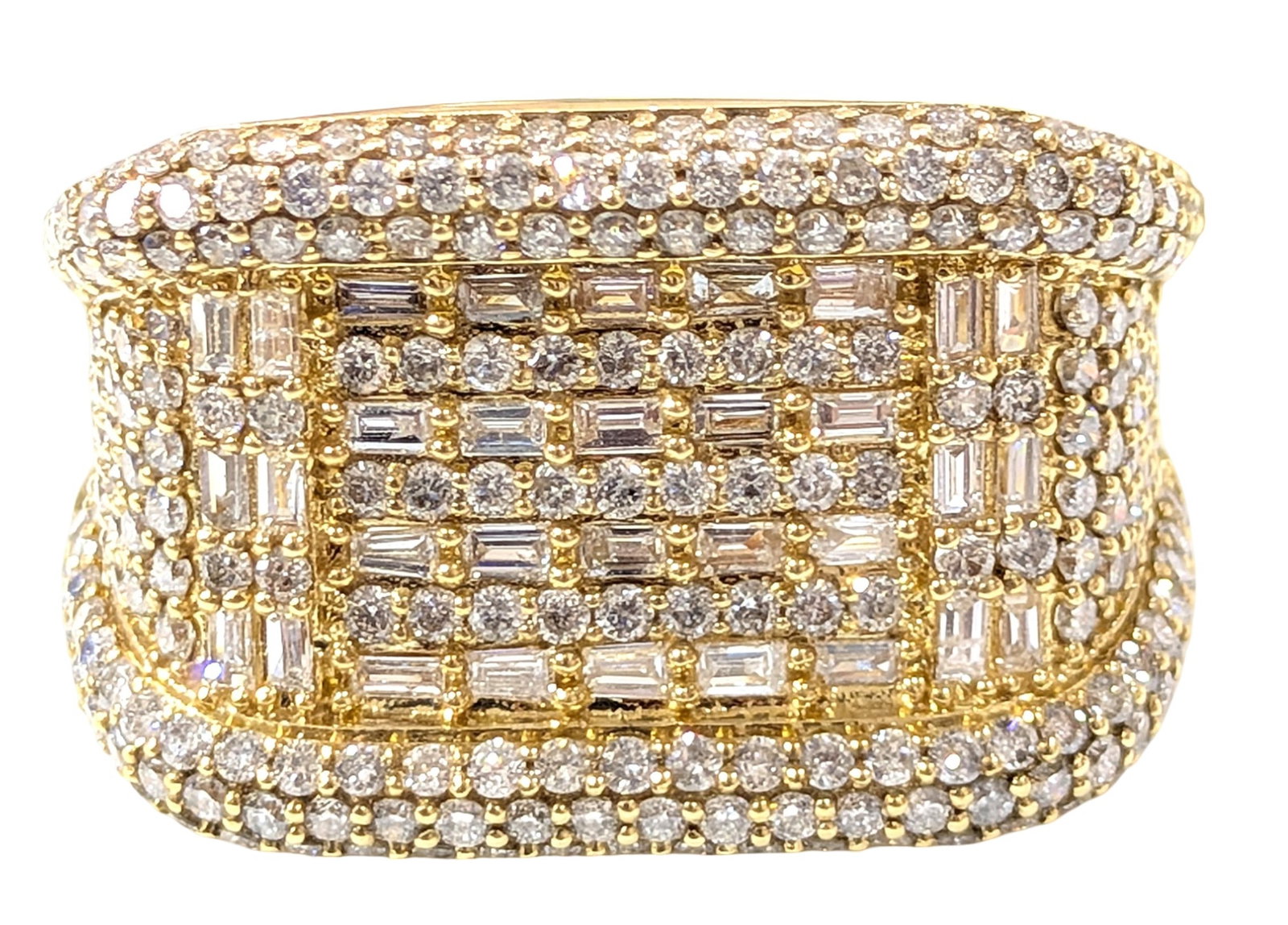 10K Yellow Gold 2.75 CTW Natural Diamond Baguette Cluster Ring (1 of 5)