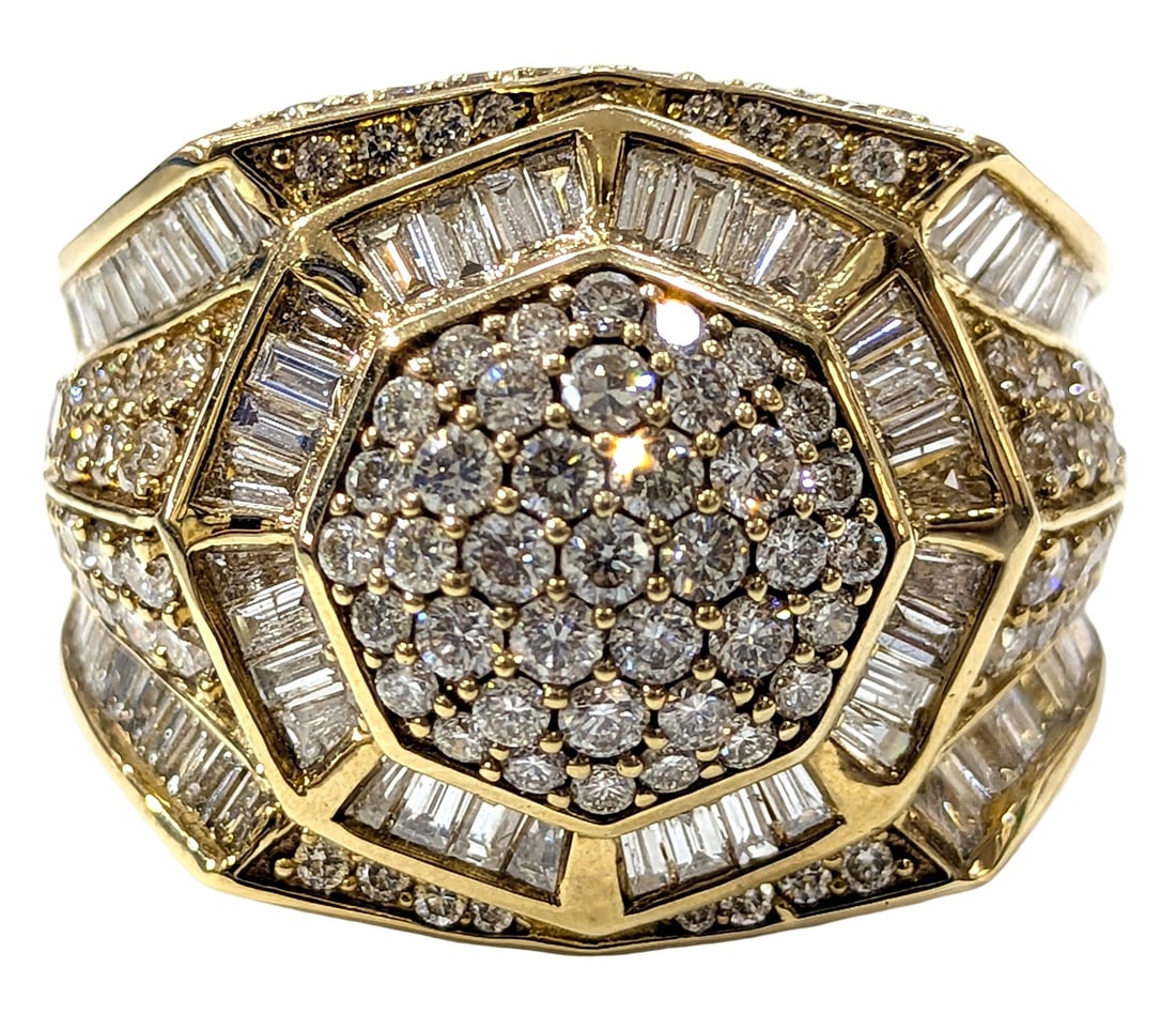 10K Yellow Gold Multi-Shape Natural Diamond Cluster Statement Ring (1 of 5)