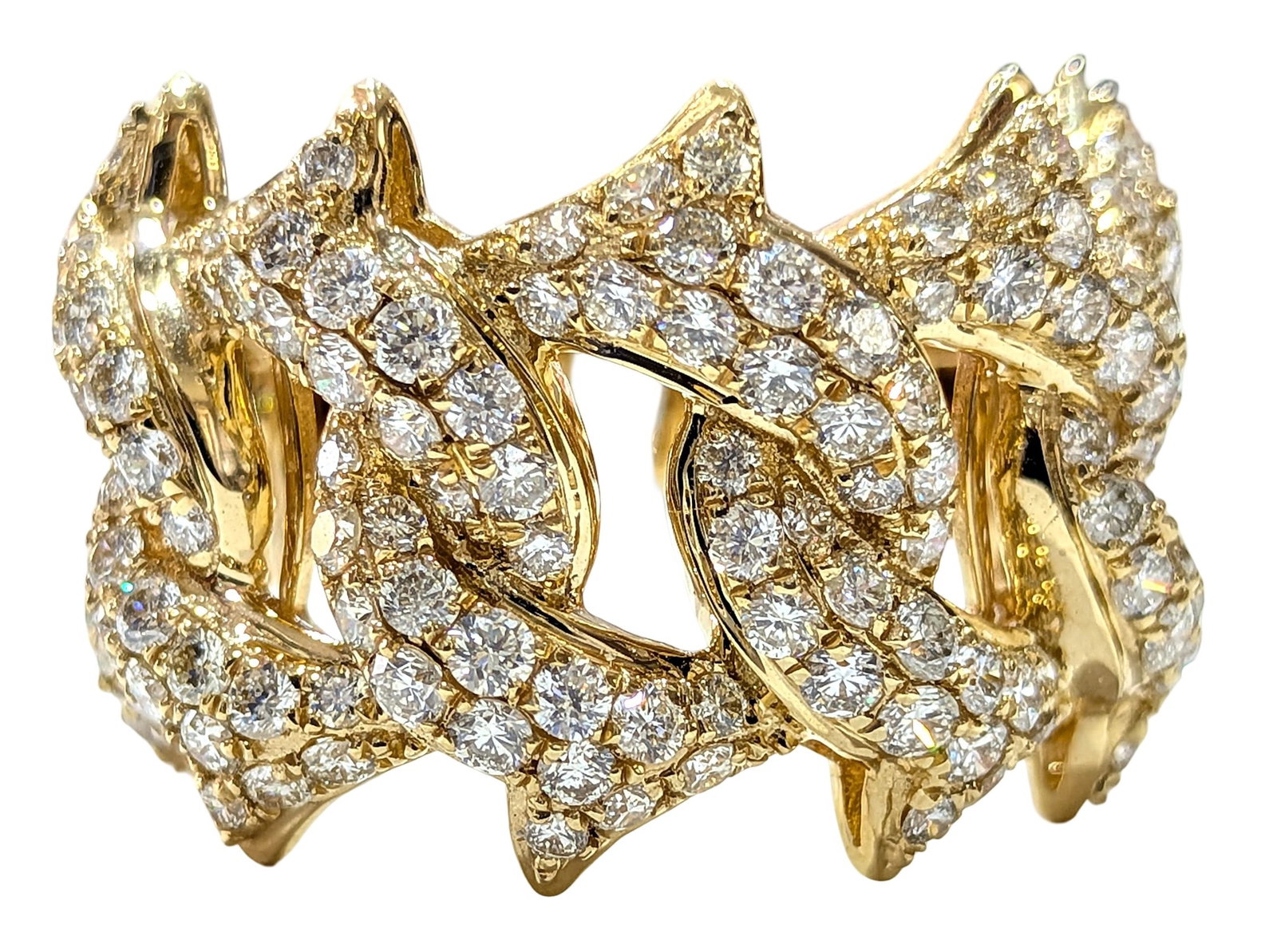 14K Yellow Gold 3.53 CTW Natural Diamonds Abstract Link Statement Ring (1 of 4)