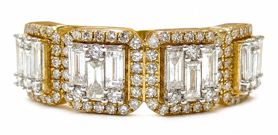 14K Yellow Gold 0.85 CTW Natural Diamonds Emerald Cut Halo Ring (1 of 4)