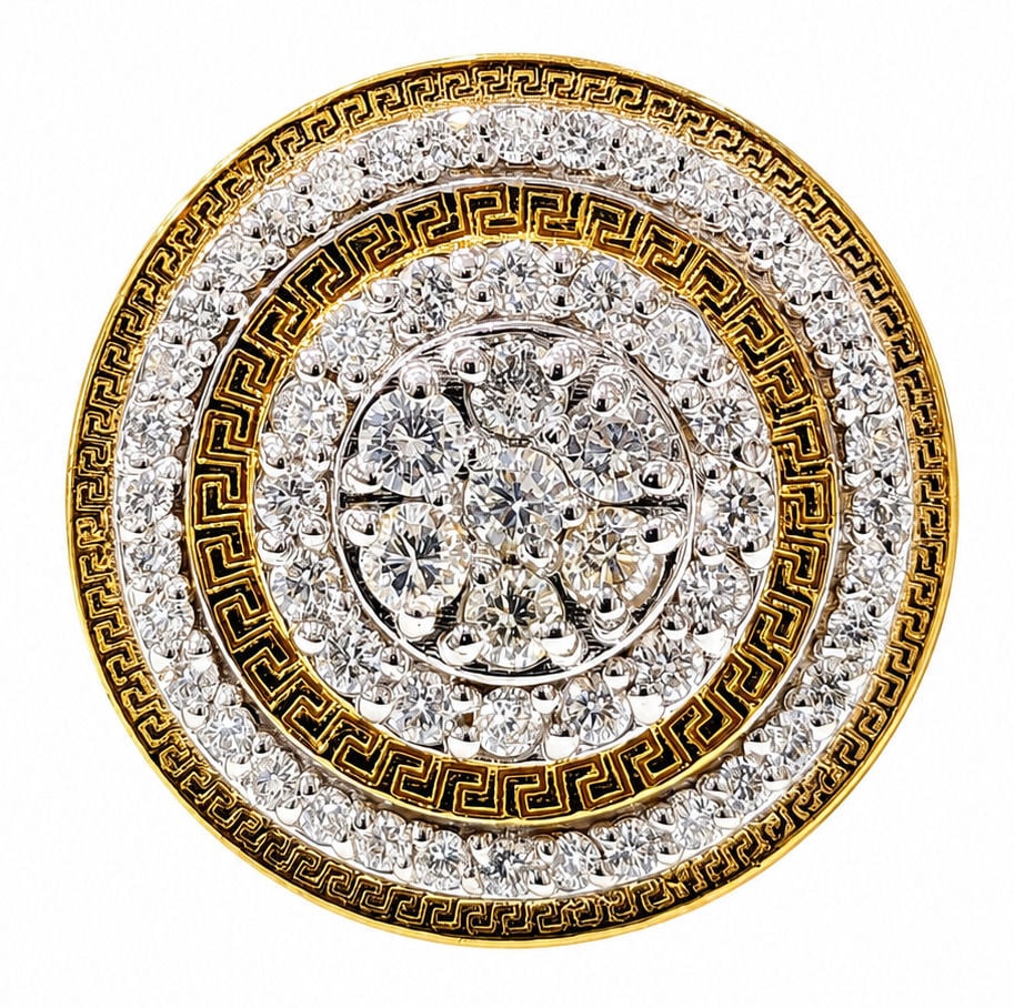 14K Yellow Gold 2.77 CTW Natural Diamonds Greek Key Halo Ring (1 of 3)
