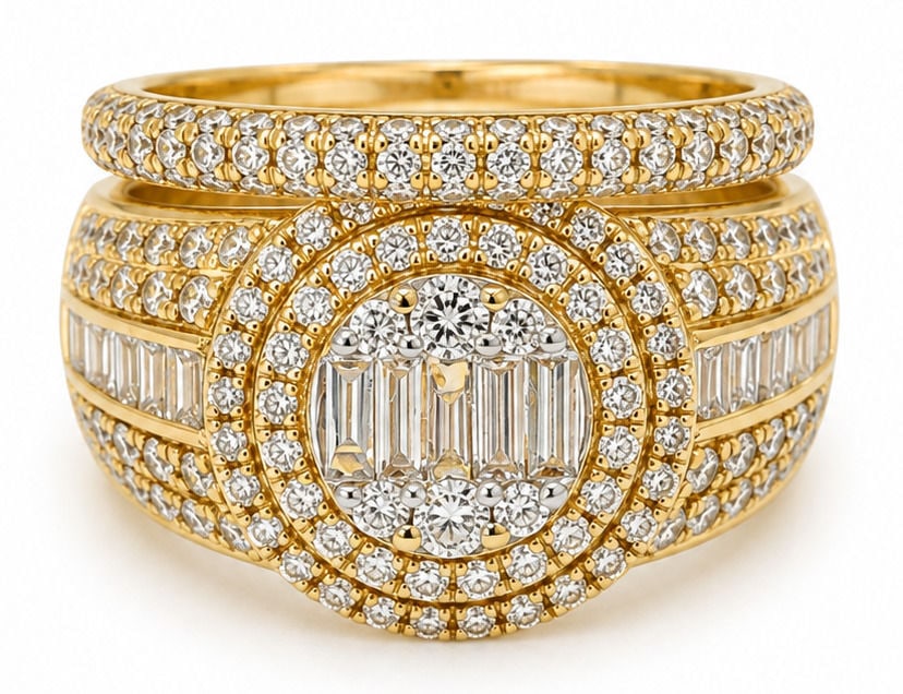 14K Yellow Gold 2.25 CTW Natural Diamonds Halo Bridal Ring Set (1 of 4)