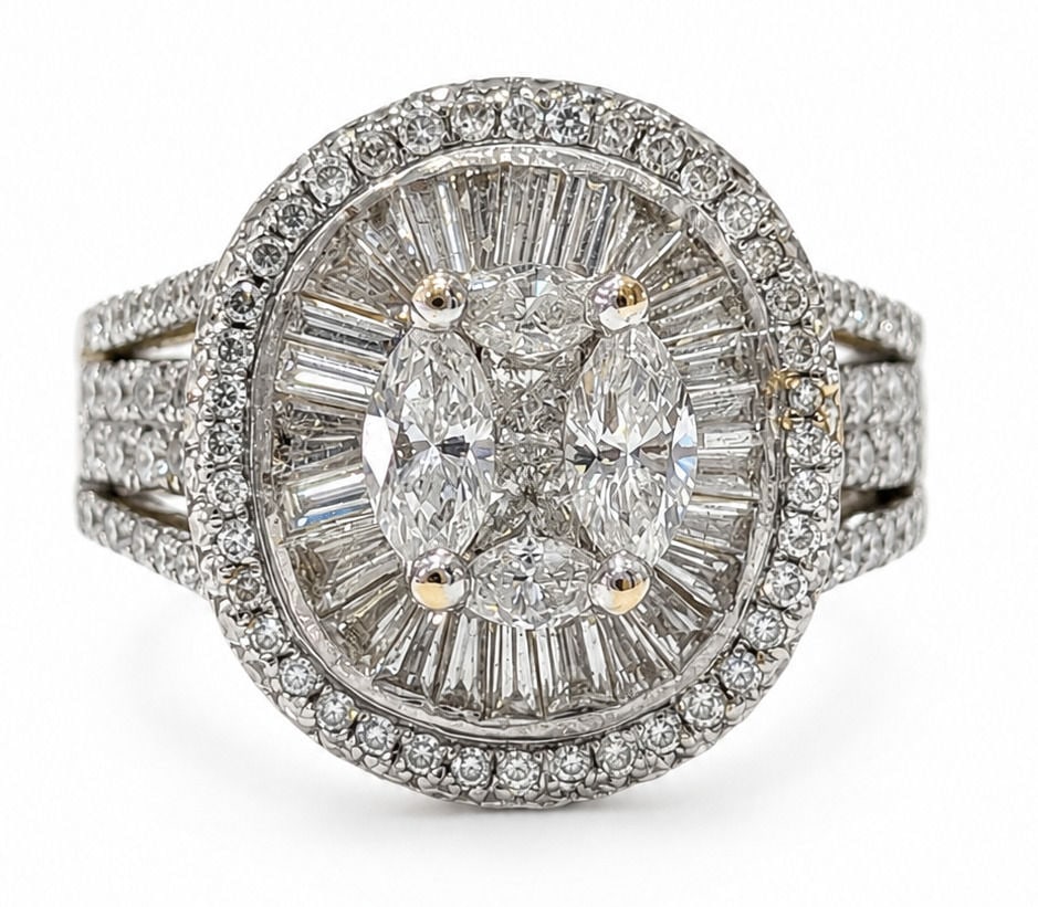 18K Yellow Gold 2.75 CTW Natural Diamonds Halo Statement Ring (1 of 5)