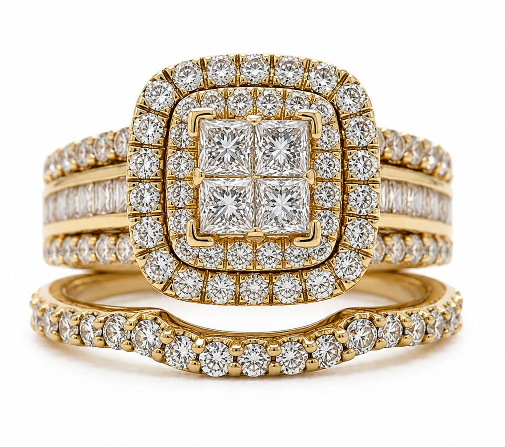14K Yellow Gold 1.70 CTW Natural Diamonds Bridal Ring Set (1 of 3)