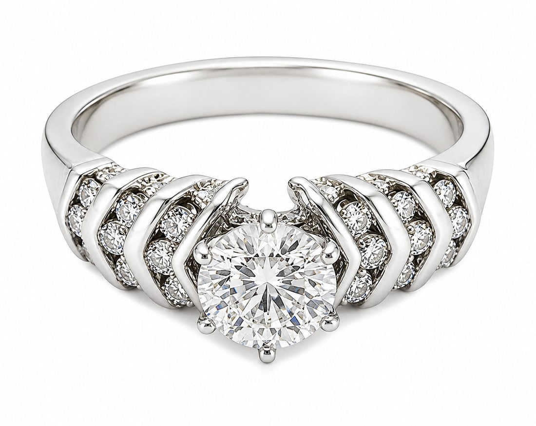 14K White Gold Diamond Engagement Ring ? Approx. 1.00 CTW Round Brilliant & Accent Diamonds (1 of 5)