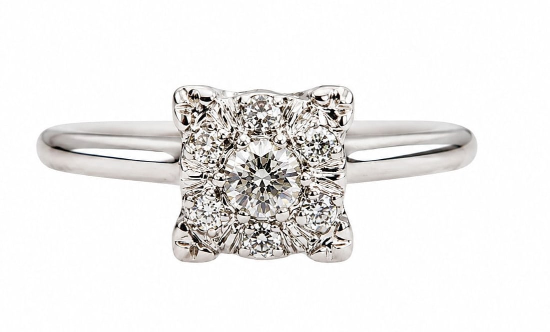 14K White Gold Diamond Cluster Engagement Ring (1 of 4)