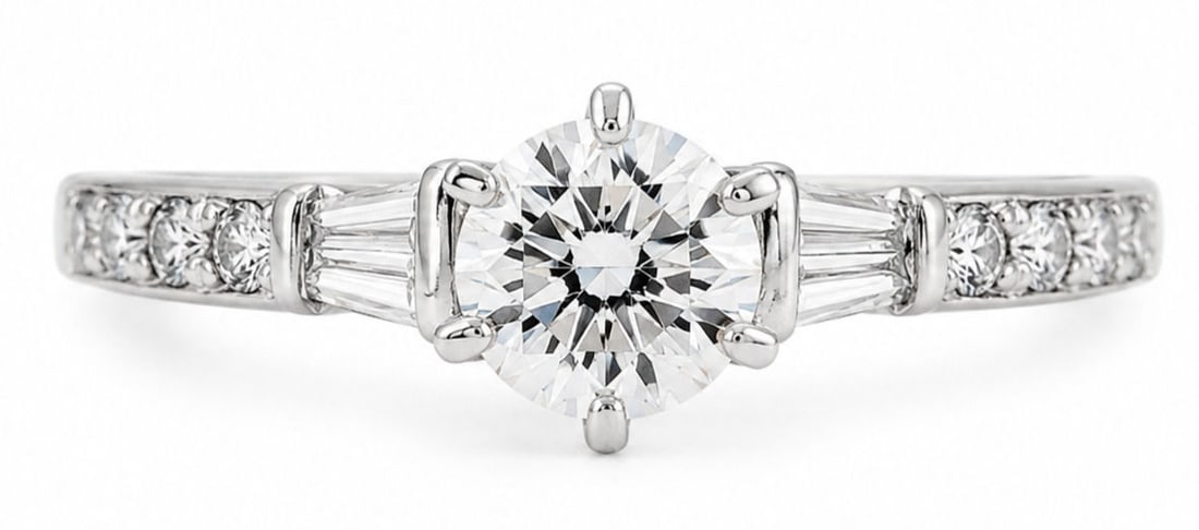 14K White Gold Round Brilliant Diamond Engagement Ring (1 of 4)