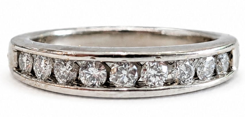 14K White Gold Channel-Set Diamond Wedding Band (1 of 4)