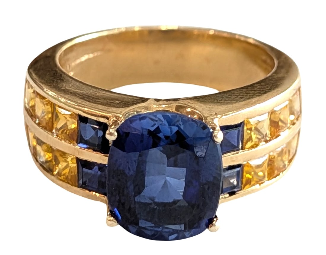 18K Yellow Gold Lab-Created Sapphire & Princess-Cut Sapphire Ring (1 of 4)