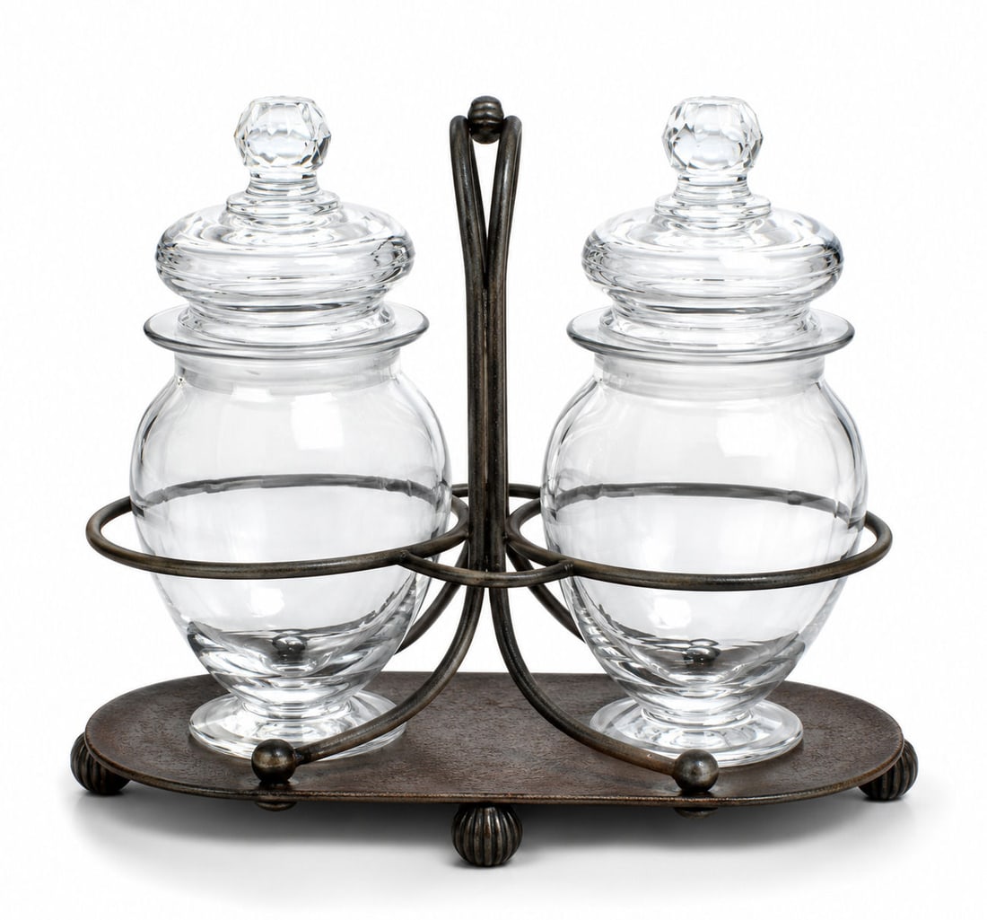 Thomas Otley & Sons Sheffield Silverplate and Glass Jar Set, 19th C. (1 of 4)