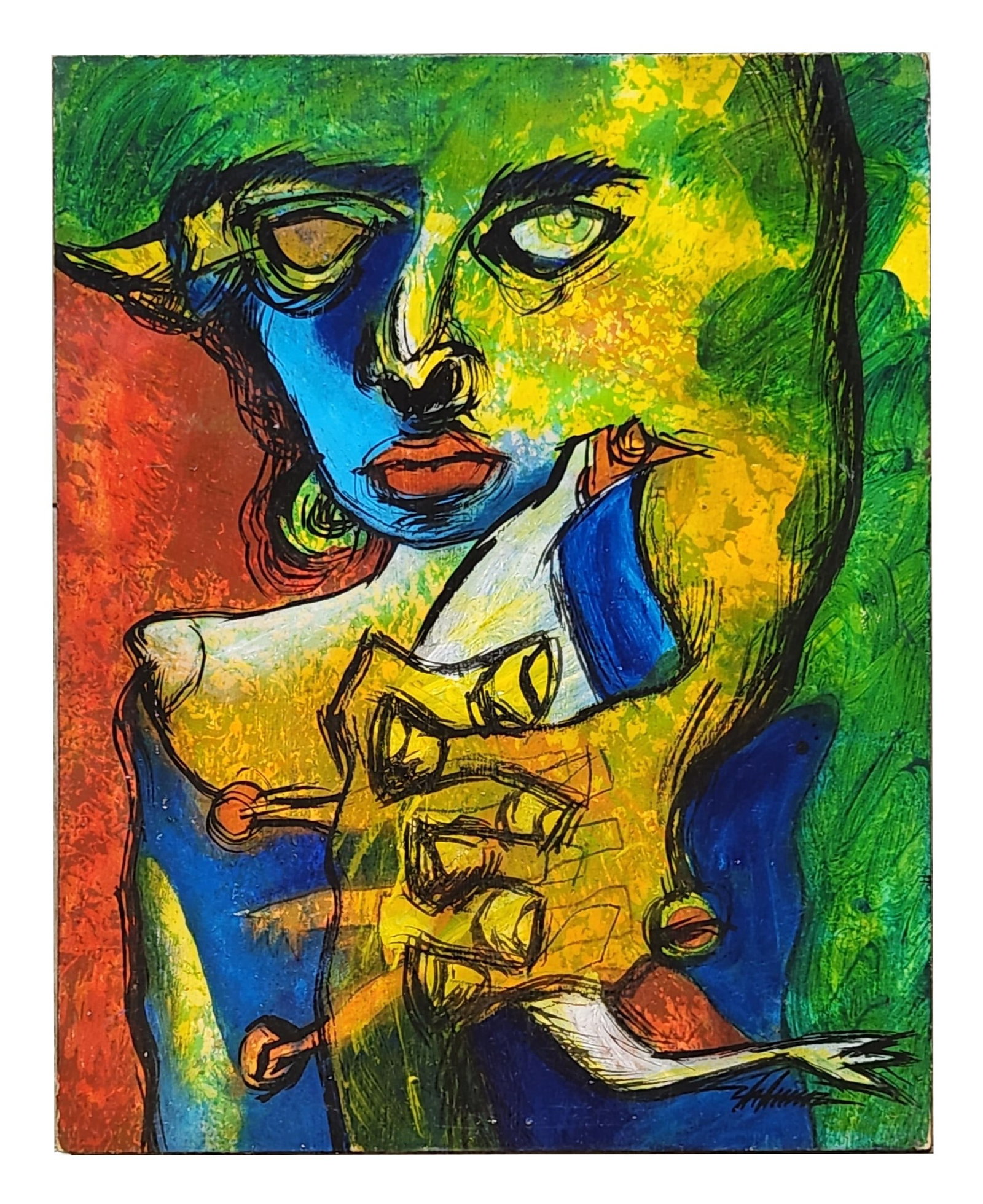 Abstract Expressionist Painting Signed, Cuban School (1 of 6)