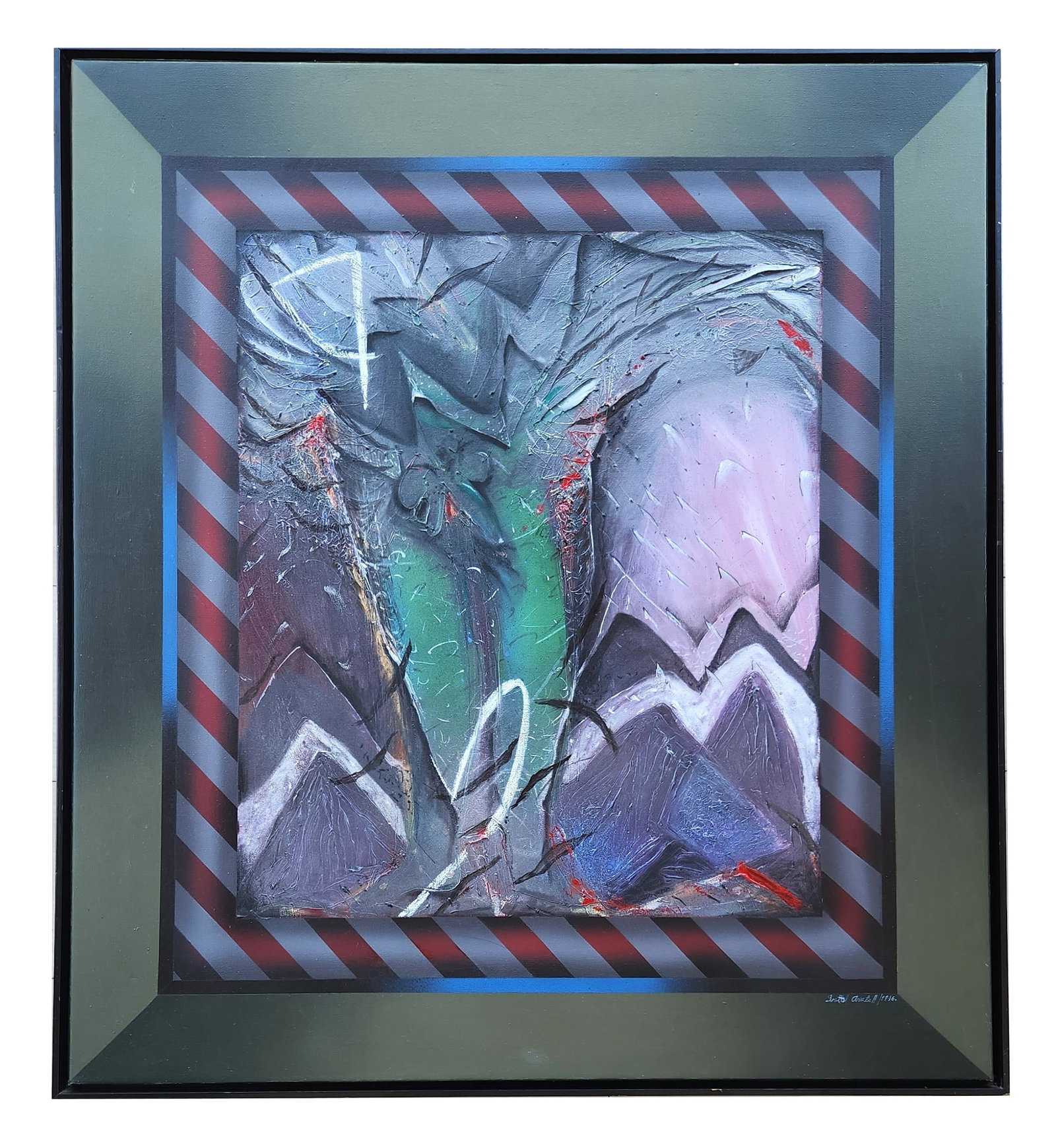 Grettel Arrate Hechavarria (Born 1964) Cuba: Grettel Arrate Hechavarria (Born 1964) Cuba Acrylic on Canvas Measure 39 1/4"in H x 35 1/4"in W and 40 1/2"in H x 36 1/2"in W x 1 3/4"in D framed Biography: Grettel Arrate Hechavarr?a/ Painter, Murali