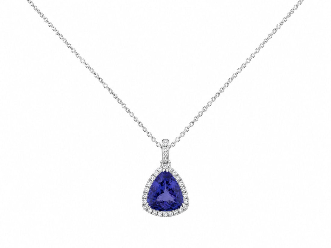 Kristen Olsen 14K White Gold 6.20 Ct Natural Tanzanite & Diamond Pendant Necklace (1 of 6)