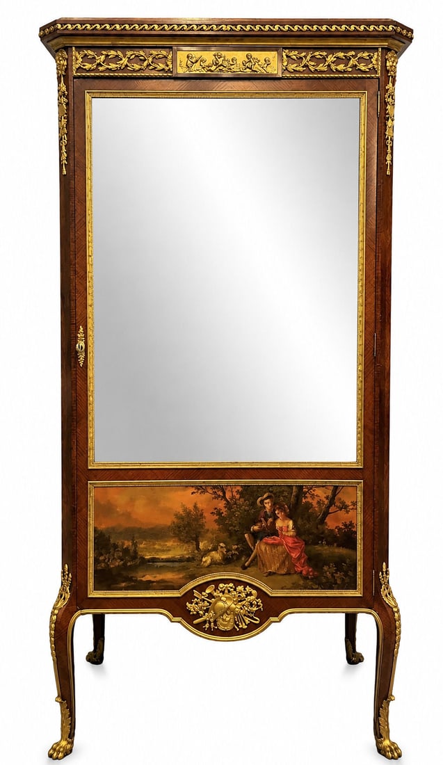 Original Francois Linke 19th Century Gilt Bronze-Mounted Kingwood Vitrine: Original Francois Linke 19th Century Gilt Bronze-Mounted Kingwood Vitrine Measure 56"in H x 27"in W x 15 1/2"in D