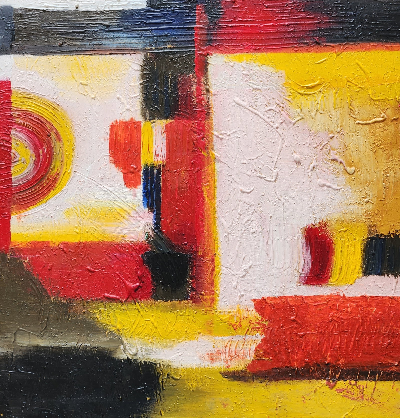 Abstract Oil on Canvas Painting Bold Geometric Composition - 3