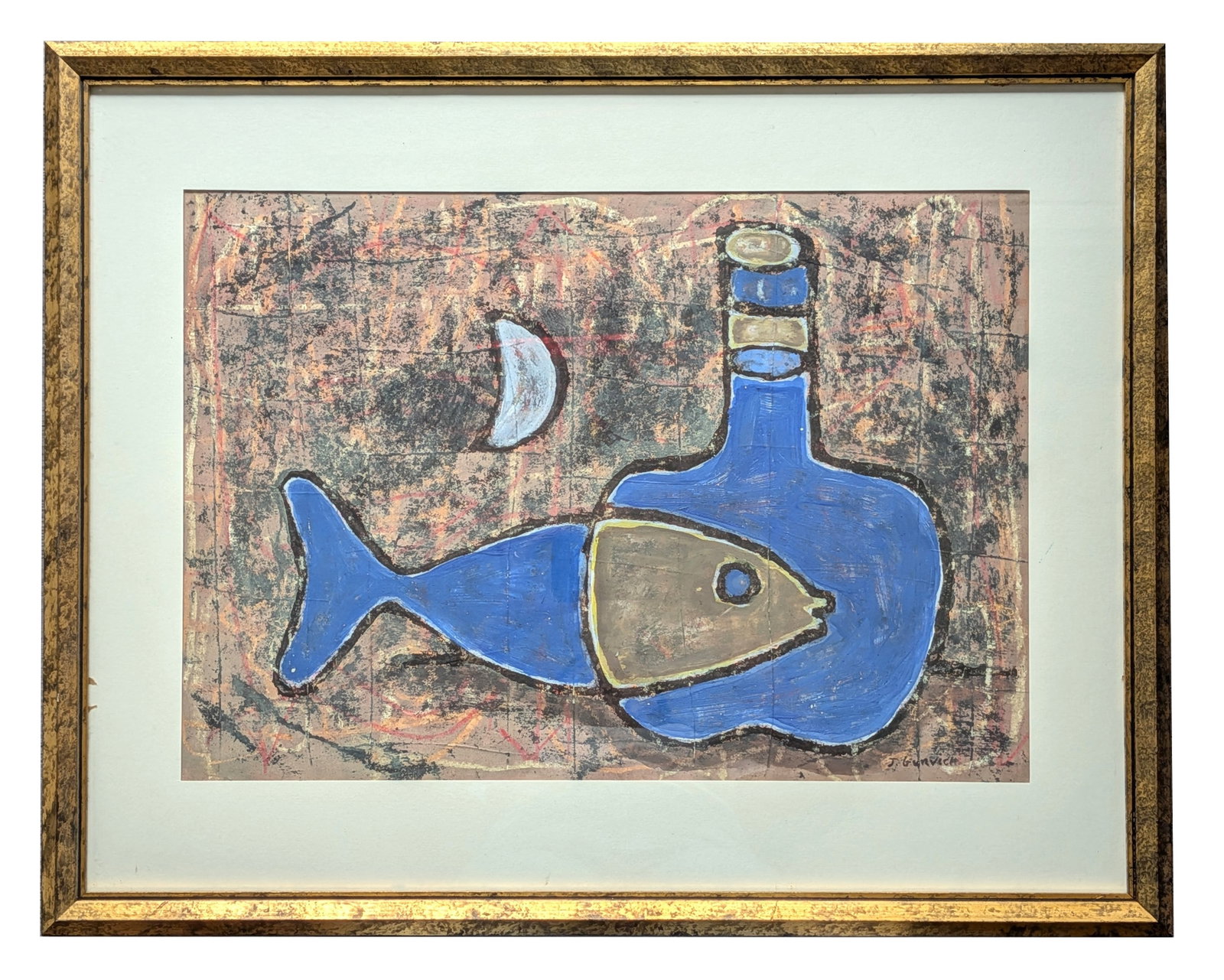 Jose (Zusmanas Gurvicius) Gurvich (1927 - 1974) Lithuania: Jose (Zusmanas Gurvicius) Gurvich (1927 - 1974) Lithuania Mixed media on Paper Measure 13 1/2"in H x 19 1/4"in W and 18 1/2"in H x 24 1/2"in W framed Known for: Painting, mixed media, collage, bas-rel