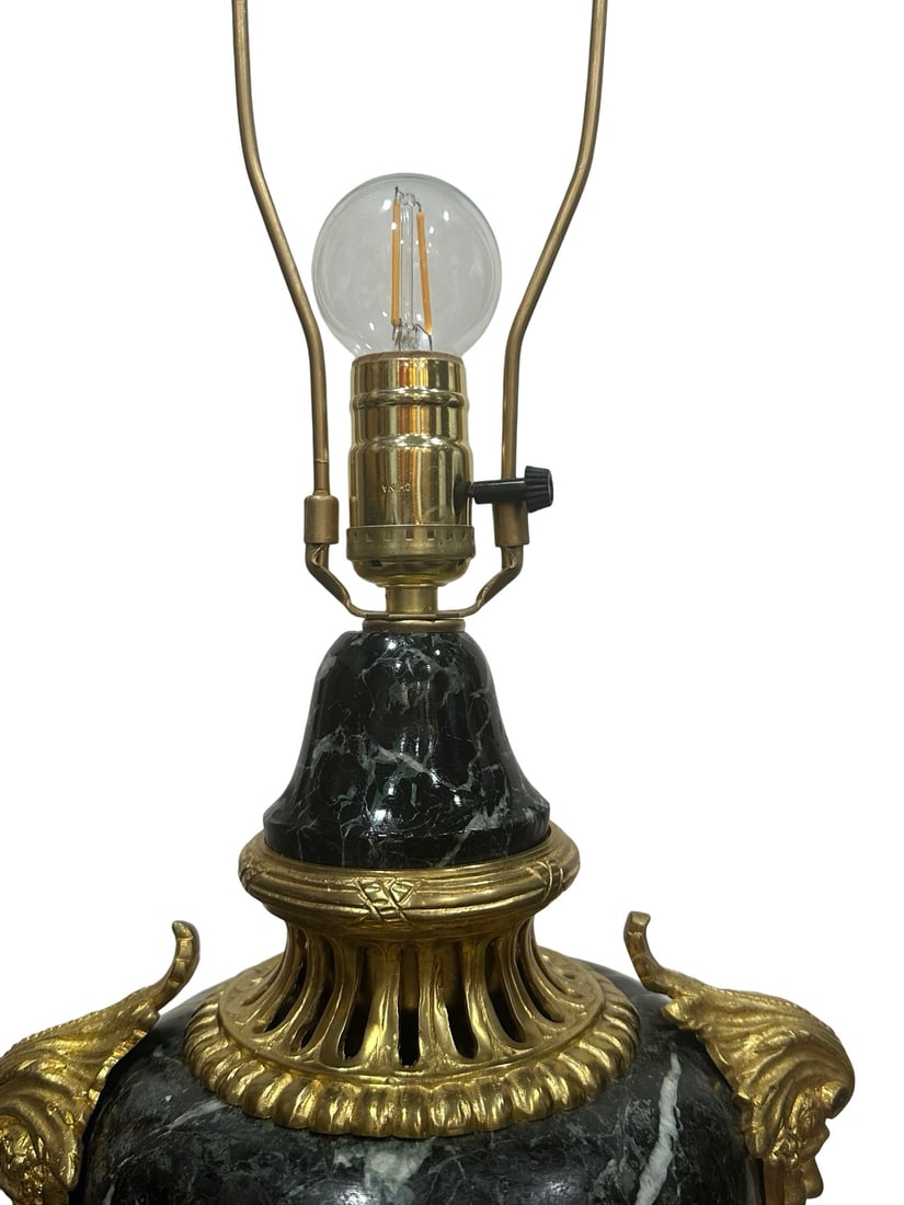 Antique Pair of 19th Century Gilt Bronze and Marble Urn Table Lamps - 3