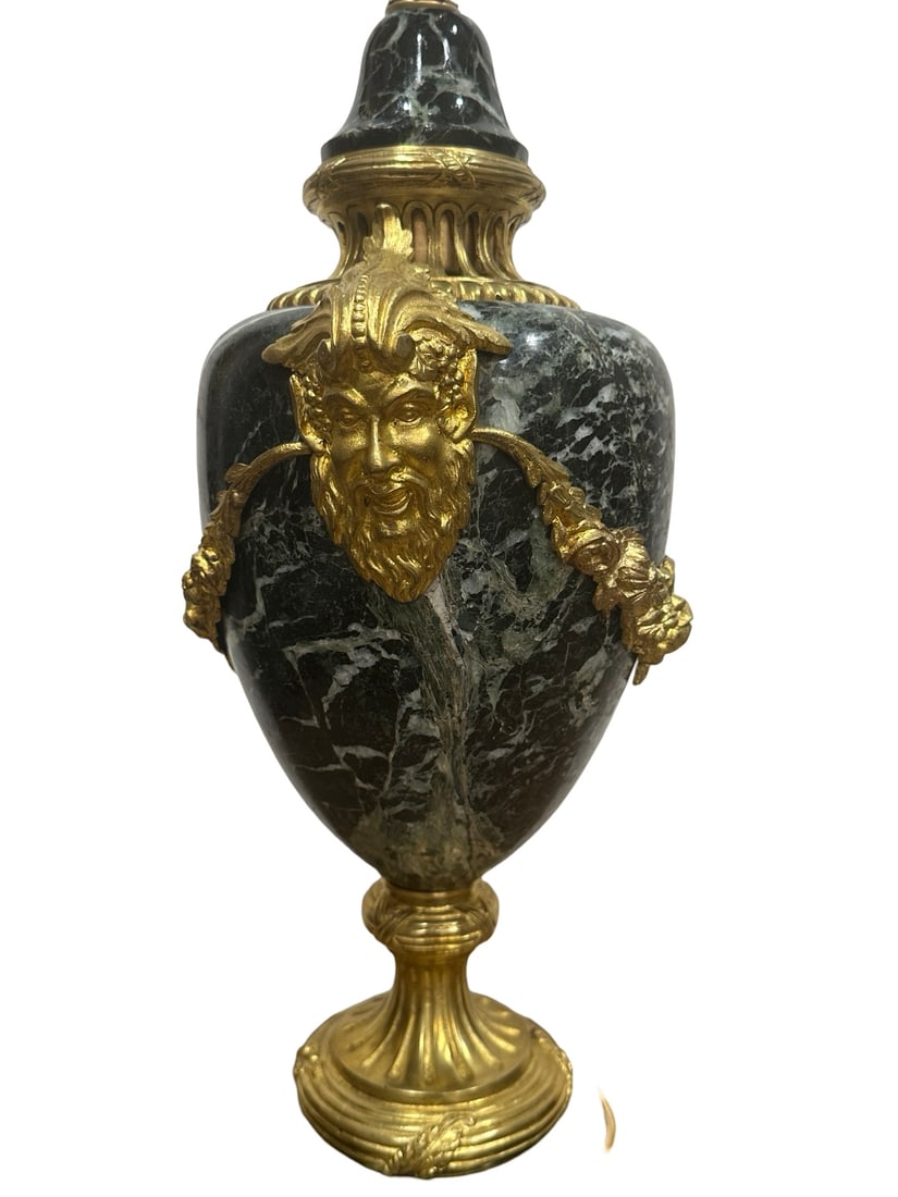 Antique Pair of 19th Century Gilt Bronze and Marble Urn Table Lamps - 6