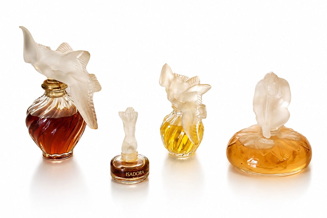 Lot of Four Perfumes Bottles, three of them possible Lalique (1 of 6)