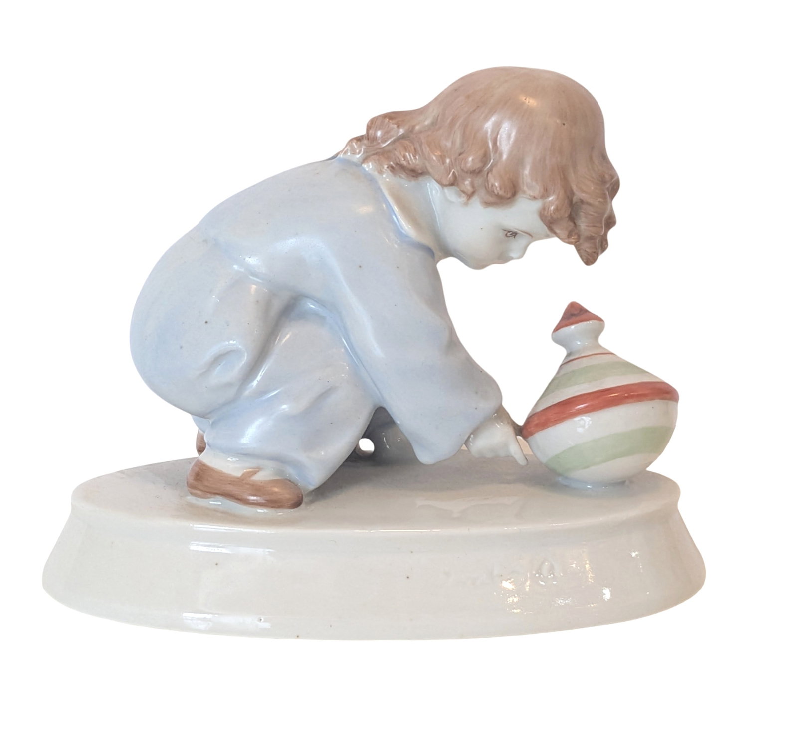 Spanish Porcelain Figure of Child Playing with a Spinning Top, 20th Century (1 of 6)