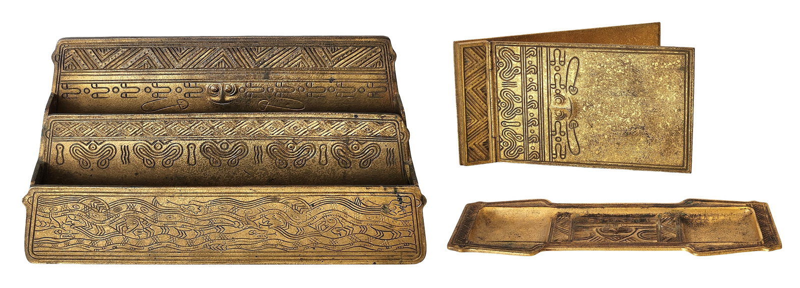 Tiffany Studios New York Zodiac Pattern Bronze Letter Rack, Early 20th C. (1 of 9)