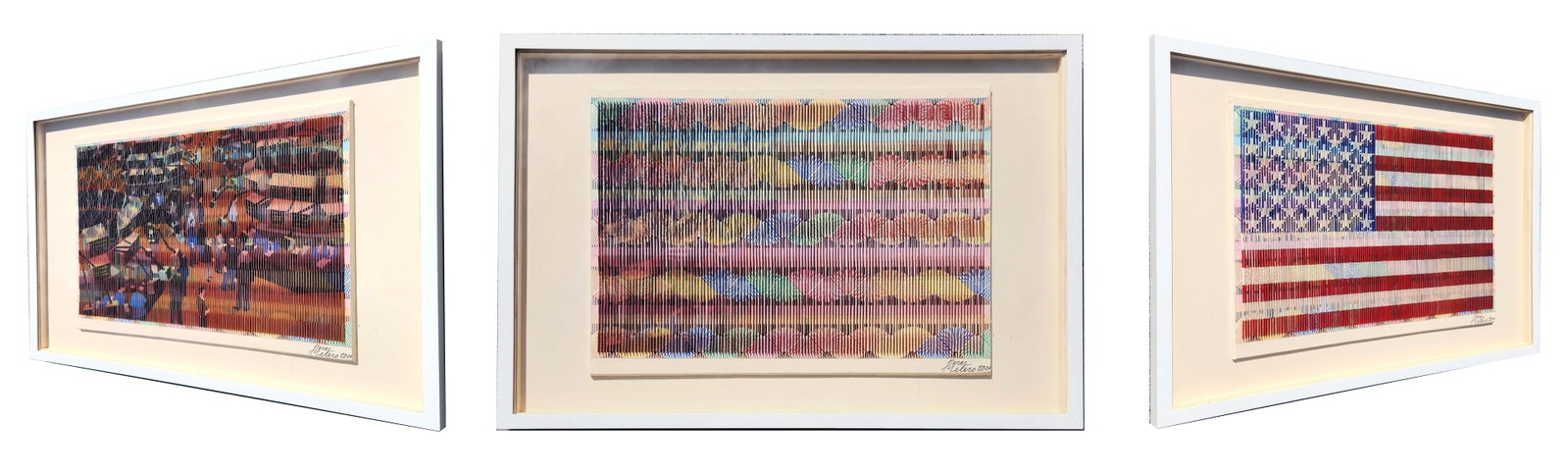 Antonio Perez Melero (20th century) Spain: Antonio Perez Melero (20th century) Spain American Flag Series 3D Oil on Wood Panel Measure 23"in H x 21 1/2"in W and 31 1/2"in H x 45 1/2"in W with frame Biography: Born in Spain, PEREZ MELERO began 