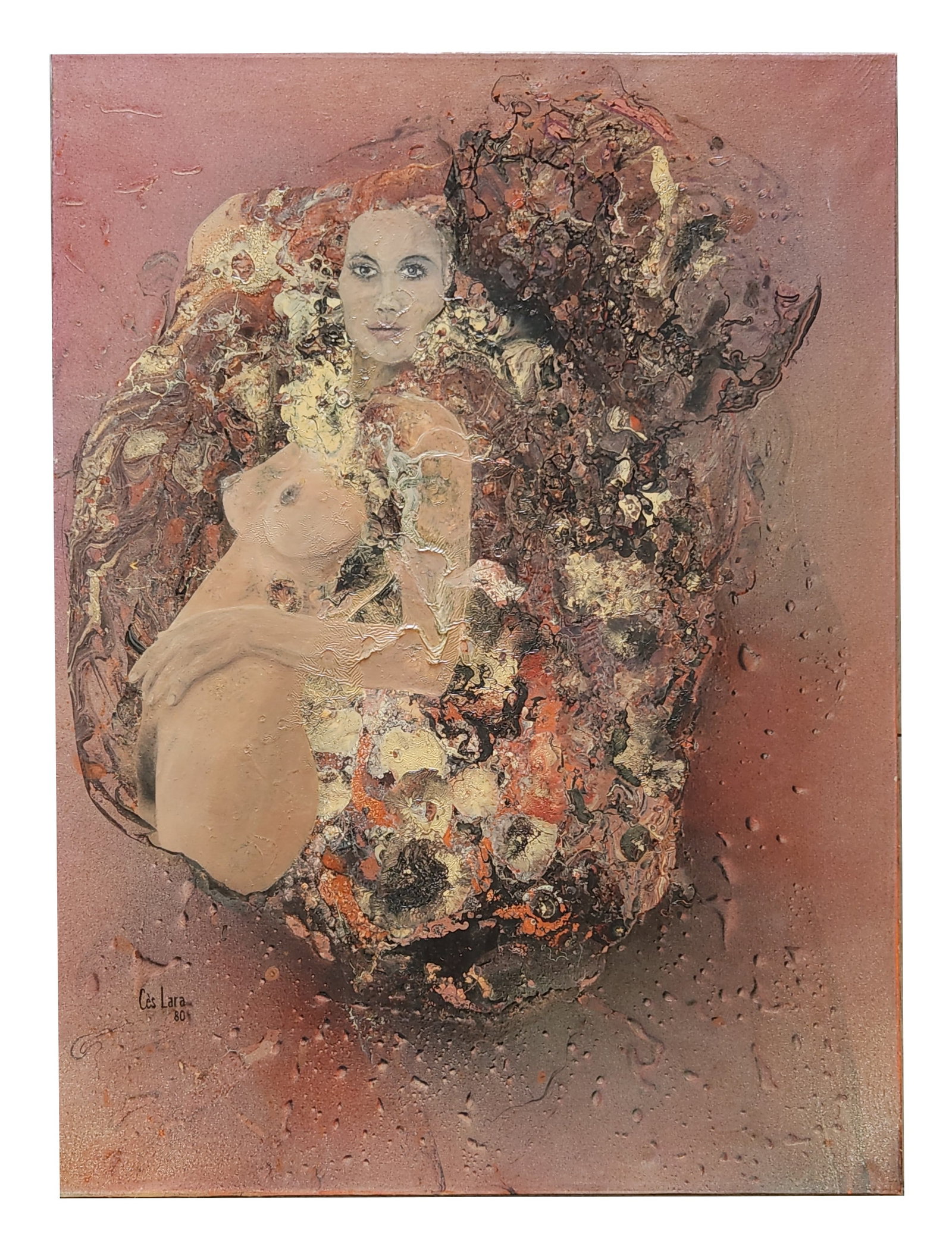 Alfredo Ces Lara (Born 1945) Argentina: Alfredo Ces Lara (Born 1945) Argentina Mixed Media on Canvas Measure 31"in H x 23"in W not framed