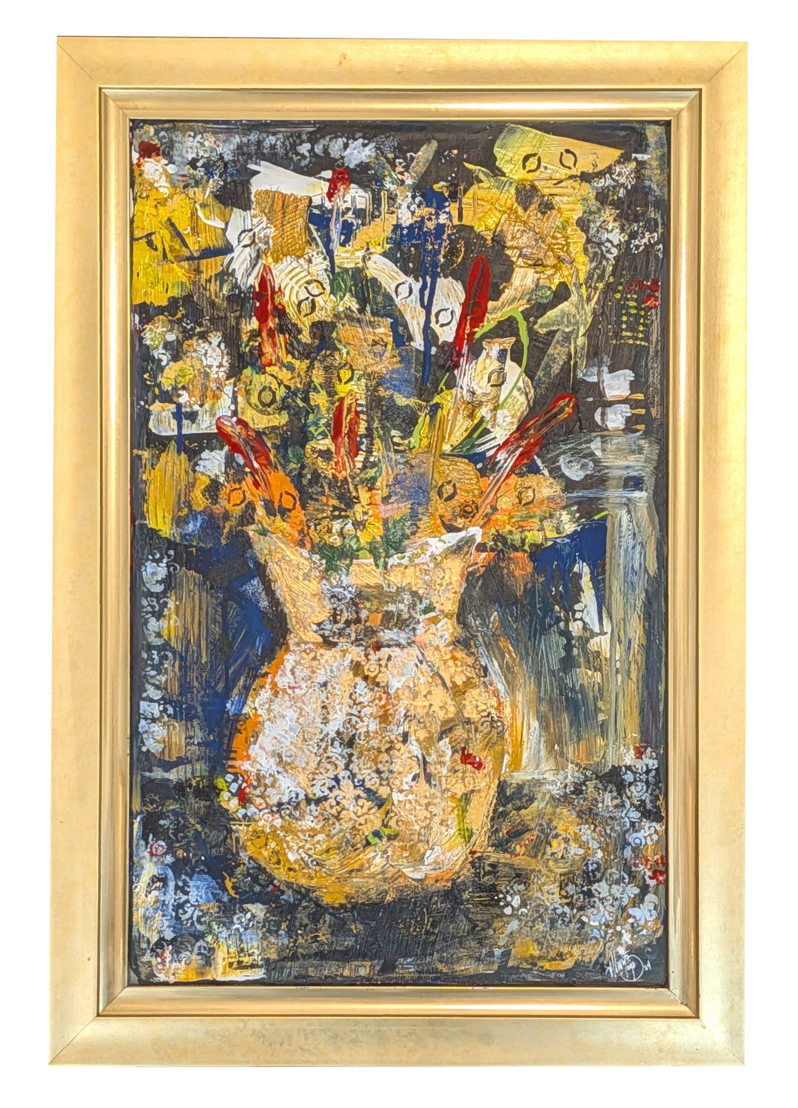Milena Fernandez Bajo (Born 1970) Cuba: Milena Fernandez Bajo (Born 1970) Cuba Title: Flowers after the storm Acrylic on Canvas Measure 21 1/4"in H x 13 1/4"in W and 25"in H x 17"in W framed Biography: Milena Fernandez Bajo, born in the