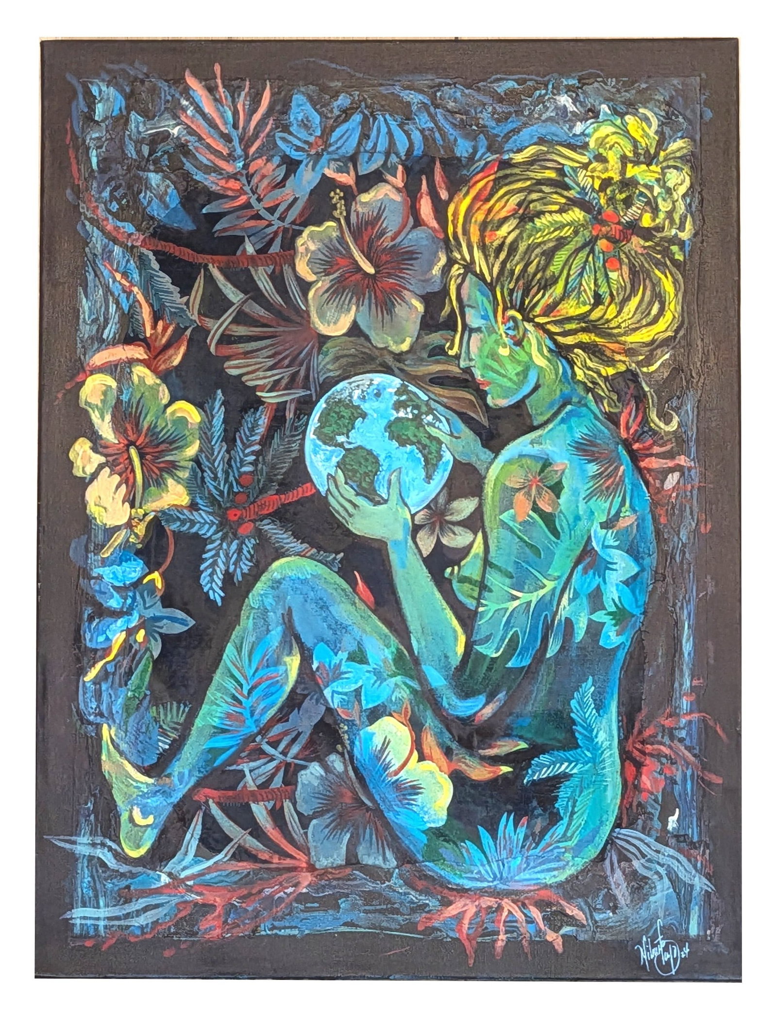 Milena Fernandez Bajo (Born 1970) Cuba: Milena Fernandez Bajo (Born 1970) Cuba Title: The Woman who Holds Life Acrylic on Canvas Measure 24"in H x 18"in W not framed Biography: Milena Fernandez Bajo, born in the city of Havana, Cuba, on