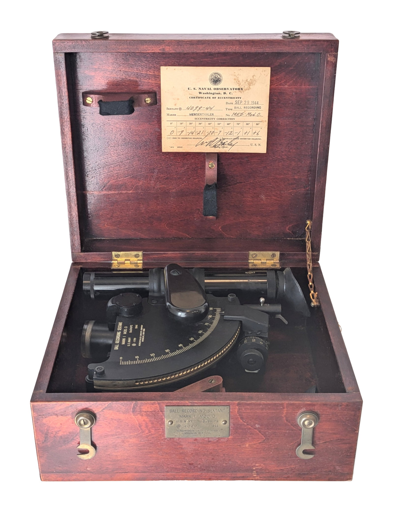 World War II U.S. Navy Ball Recording Sextant Mark I Mod. 0 by Mergenthaler Linotype Co., 1944 (1 of 10)