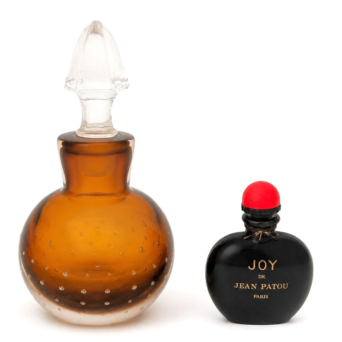 Jean Patou Joy Perfume Bottle and Murano Style Controlled Bubble Glass Decanter, 2 Pieces (1 of 3)